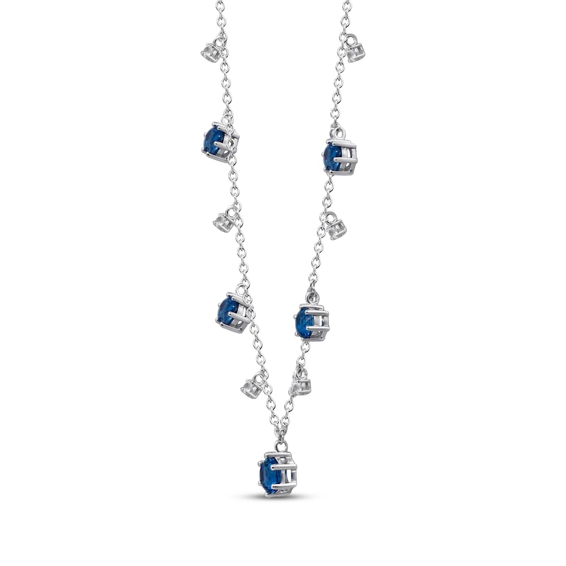 Main Image 2 of London Blue Topaz & White Sapphire Station Dangle Necklace Sterling Silver 18&quot;