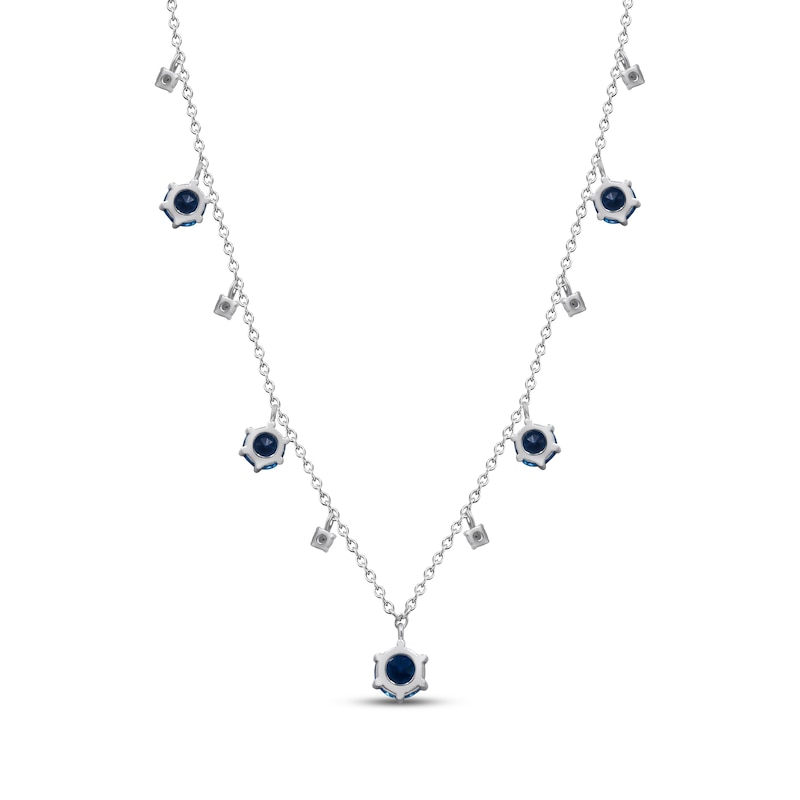 Main Image 3 of London Blue Topaz & White Sapphire Station Dangle Necklace Sterling Silver 18&quot;