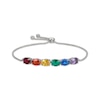 Thumbnail Image 0 of Oval-Cut Lab-Created Gemstone Rainbow Bolo Bracelet Sterling Silver