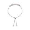 Thumbnail Image 1 of Oval-Cut Lab-Created Gemstone Rainbow Bolo Bracelet Sterling Silver