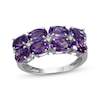 Thumbnail Image 1 of Oval-Cut Amethyst & White Lab-Created Sapphire Two-Row Ring Sterling Silver