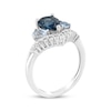 Thumbnail Image 2 of Pear-Shaped Sky, Swiss & London Blue Topaz, White Lab-Created Sapphire Ring Sterling Silver