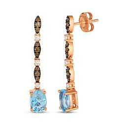 Le Vian Venetian Mosaic Oval-Cut Blue Topaz Drop Earrings 1/4 ct tw Diamonds 14K Strawberry Gold