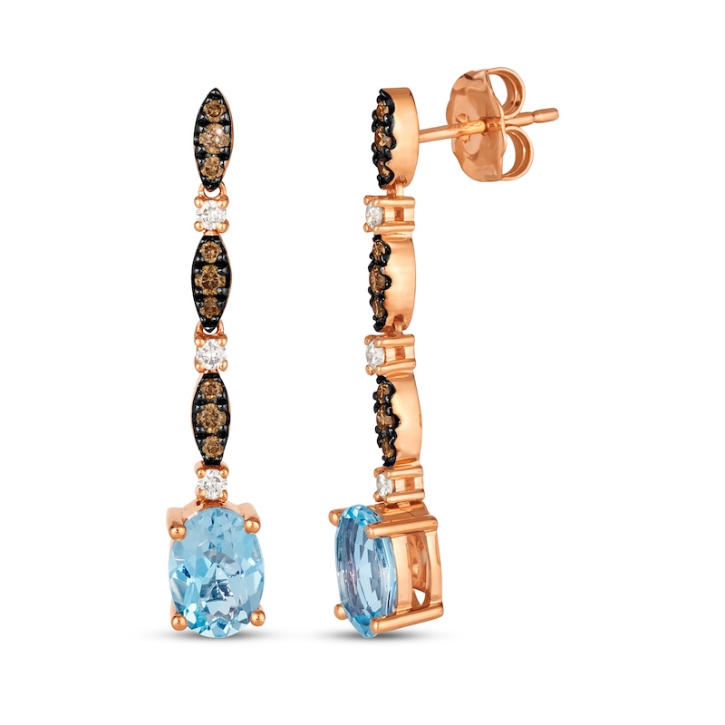 Main Image 1 of Le Vian Venetian Mosaic Oval-Cut Blue Topaz Drop Earrings 1/4 ct tw Diamonds 14K Strawberry Gold