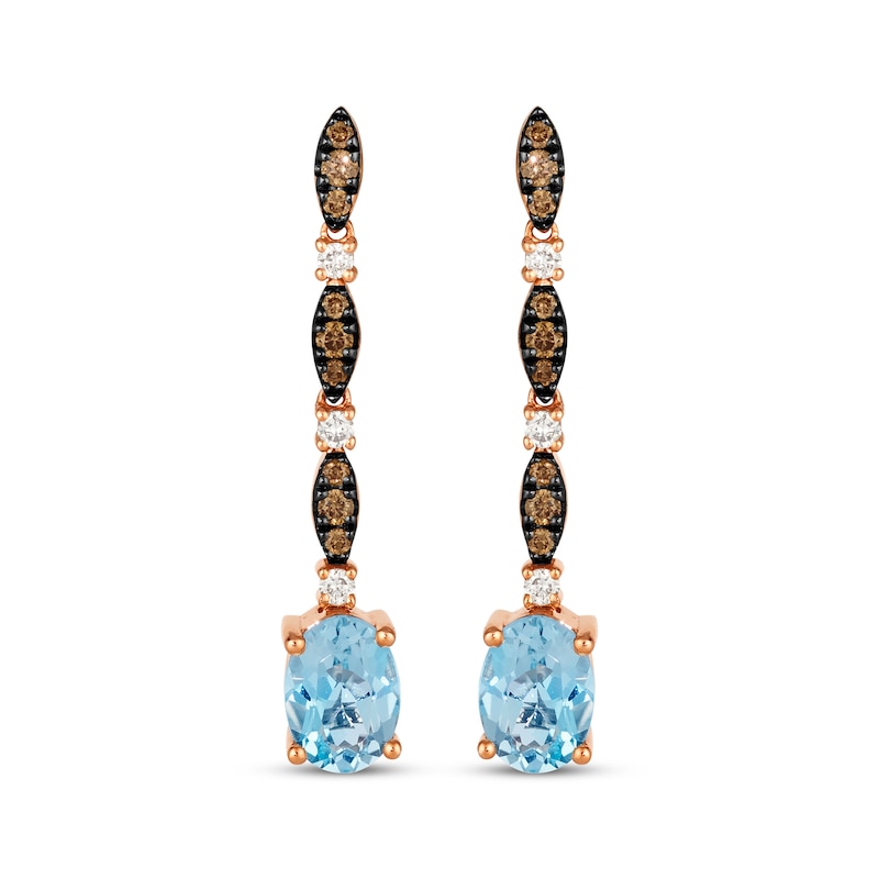 Main Image 2 of Le Vian Venetian Mosaic Oval-Cut Blue Topaz Drop Earrings 1/4 ct tw Diamonds 14K Strawberry Gold