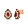 Thumbnail Image 1 of Le Vian Pear-Shaped Garnet Stud Earrings 3/4 ct tw Diamonds 14K Strawberry Gold