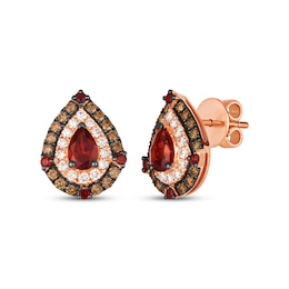 Le Vian Pear-Shaped Garnet Stud Earrings 3/4 ct tw Diamonds 14K Strawberry Gold