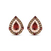 Thumbnail Image 2 of Le Vian Pear-Shaped Garnet Stud Earrings 3/4 ct tw Diamonds 14K Strawberry Gold