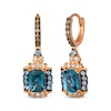 Thumbnail Image 0 of Le Vian Venetian Color on Color Cushion-Cut Blue Topaz & Aquamarine Earrings 3/8 ct tw Diamonds 14K Strawberry Gold