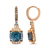 Thumbnail Image 2 of Le Vian Venetian Color on Color Cushion-Cut Blue Topaz & Aquamarine Earrings 3/8 ct tw Diamonds 14K Strawberry Gold