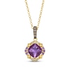 Thumbnail Image 1 of Le Vian Venetian Color on Color Cushion-Cut Amethyst Necklace 1/10 ct tw Diamonds 14K Honey Gold 19&quot;