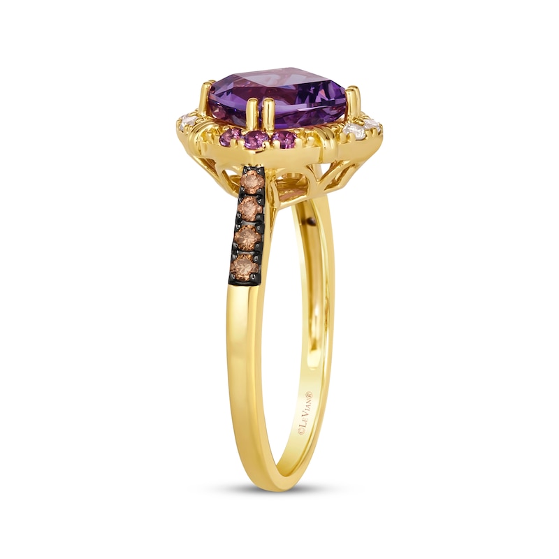 Main Image 2 of Le Vian Venetian Color on Color Cushion-Cut Amethyst Ring 1/6 ct tw Diamonds 14K Honey Gold