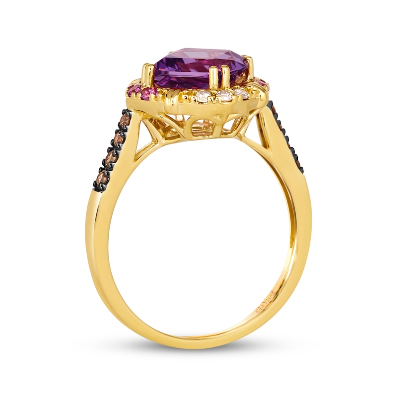 Main Image 3 of Le Vian Venetian Color on Color Cushion-Cut Amethyst Ring 1/6 ct tw Diamonds 14K Honey Gold