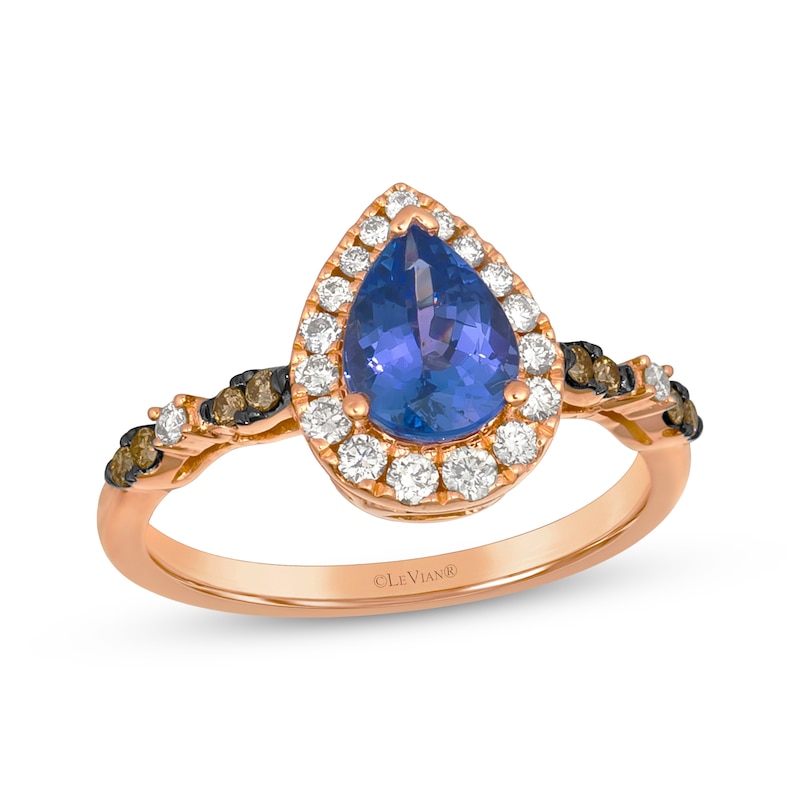 Main Image 1 of Le Vian Venetian Mosaic Pear-Shaped Tanzanite Ring 1/3 ct tw Diamonds 14K Strawberry Gold