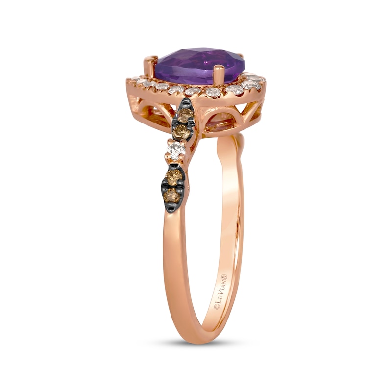 Main Image 2 of Le Vian Venetian Mosaic Pear-Shaped Amethyst Ring 1/3 ct tw Diamonds 14K Strawberry Gold