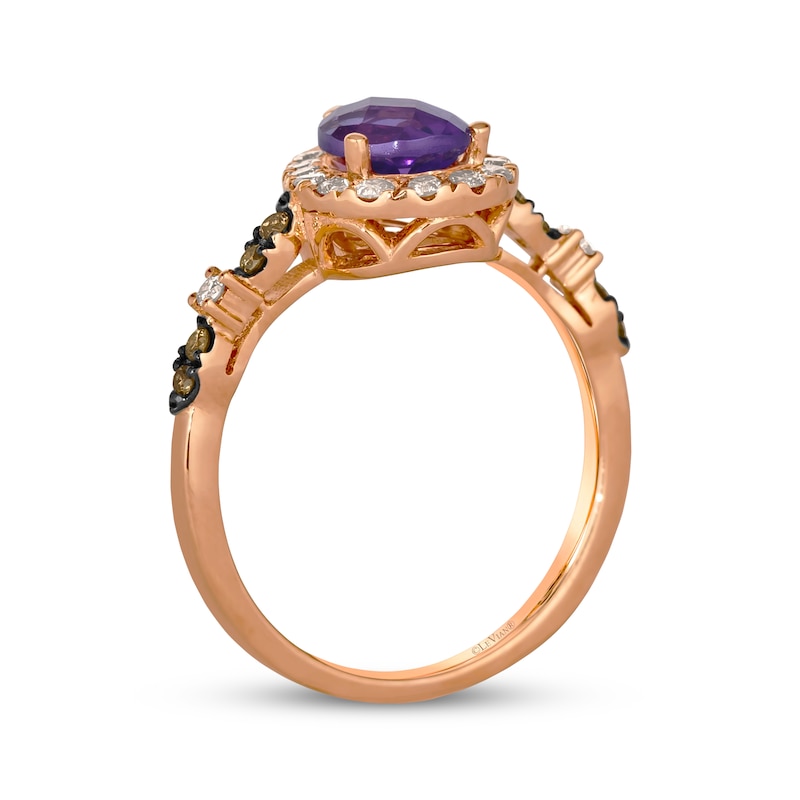 Main Image 3 of Le Vian Venetian Mosaic Pear-Shaped Amethyst Ring 1/3 ct tw Diamonds 14K Strawberry Gold