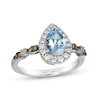 Thumbnail Image 1 of Le Vian Venetian Mosaic Pear-Shaped Aquamarine Ring 1/3 ct tw Diamonds 14K Vanilla Gold