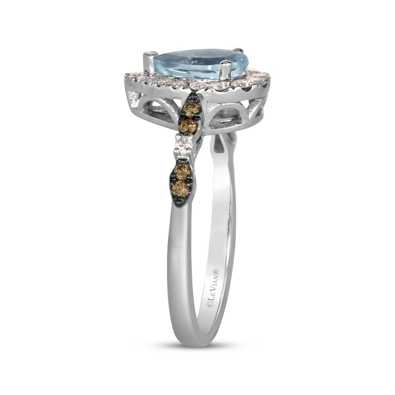 Main Image 2 of Le Vian Venetian Mosaic Pear-Shaped Aquamarine Ring 1/3 ct tw Diamonds 14K Vanilla Gold