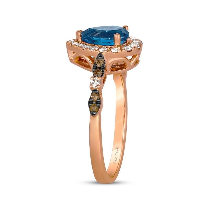 Main Image 2 of Le Vian Venetian Mosaic Pear-Shaped Blue Topaz Ring 1/3 ct tw Diamonds 14K Strawberry Gold