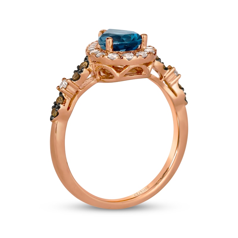 Main Image 3 of Le Vian Venetian Mosaic Pear-Shaped Blue Topaz Ring 1/3 ct tw Diamonds 14K Strawberry Gold