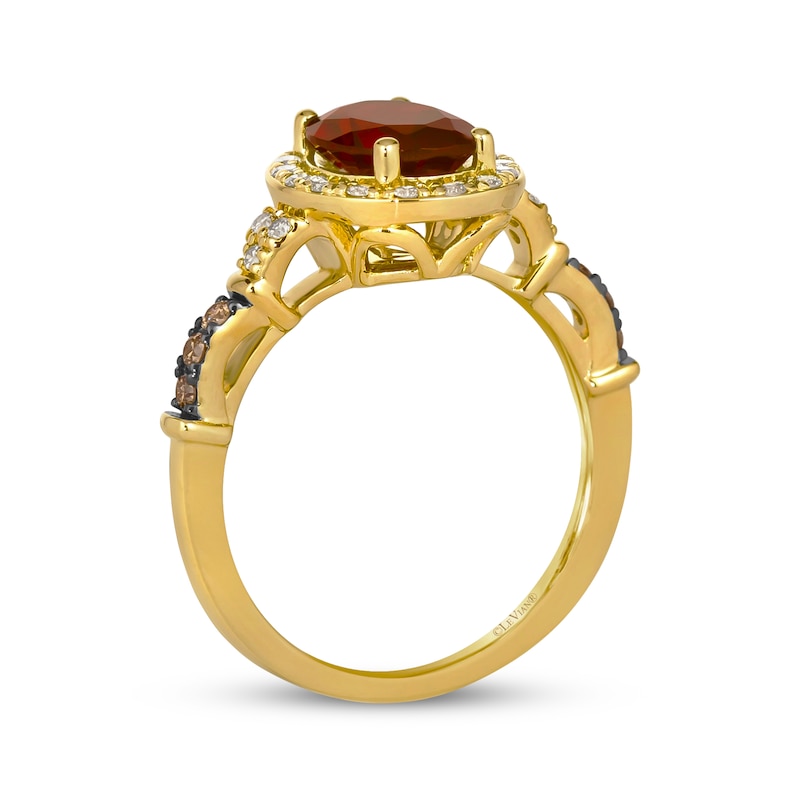 Main Image 3 of Le Vian Oval-Cut Garnet Ring 1/4 ct tw Diamonds 14K Honey Gold