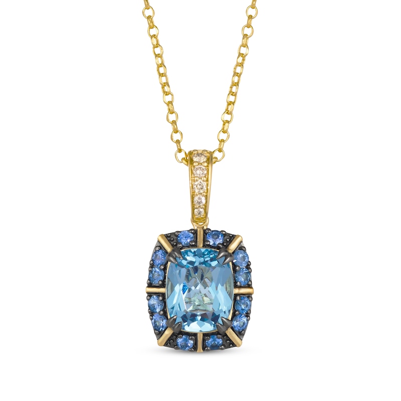 Main Image 1 of Le Vian Venetian Color on Color Blue Topaz & Blue Sapphire Necklace 1/15 ct tw Diamonds 14K Honey Gold 19&quot;