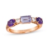 Thumbnail Image 1 of Le Vian Oval & Emerald-Cut Amethyst Royalty Ring 1/6 ct tw Diamonds 14K Strawberry Gold