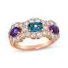 Thumbnail Image 1 of Le Vian Emerald-Cut Blue Topaz & Oval-Cut Amethyst Royalty Ring 1-5/8 ct tw Diamonds 14K Strawberry Gold