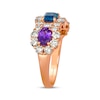 Thumbnail Image 2 of Le Vian Emerald-Cut Blue Topaz & Oval-Cut Amethyst Royalty Ring 1-5/8 ct tw Diamonds 14K Strawberry Gold