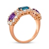 Thumbnail Image 3 of Le Vian Emerald-Cut Blue Topaz & Oval-Cut Amethyst Royalty Ring 1-5/8 ct tw Diamonds 14K Strawberry Gold