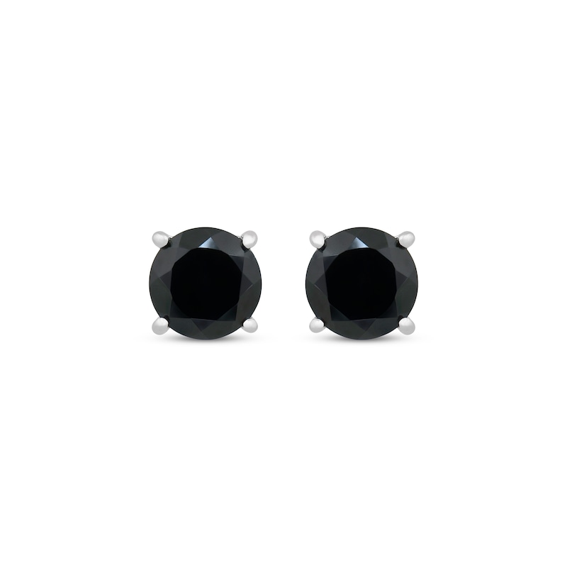 Main Image 2 of Black Onyx Solitaire Stud Earrings Sterling Silver