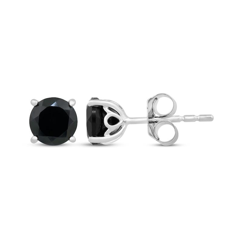 Main Image 3 of Black Onyx Solitaire Stud Earrings Sterling Silver