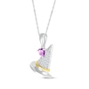 Thumbnail Image 2 of Heart-Shaped Amethyst & White Lab-Created Sapphire Witch Hat Necklace Sterling Silver & 10K Yellow Gold 18&quot;