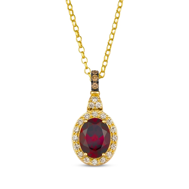 Main Image 1 of Le Vian Oval-Cut Garnet Necklace 1/5 ct tw Diamonds 14K Honey Gold 19&quot;