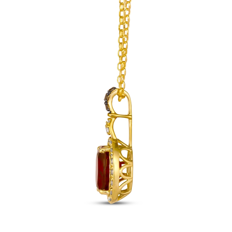 Main Image 2 of Le Vian Oval-Cut Garnet Necklace 1/5 ct tw Diamonds 14K Honey Gold 19&quot;