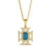 Thumbnail Image 1 of Le Vian Emerald-Cut Blue Topaz Royalty Necklace 1/3 ct tw Diamonds 14K Honey Gold 19&quot;