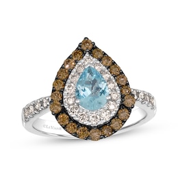 Le Vian Pear-Shaped Aquamarine Ring 7/8 ct tw Diamonds 14K Vanilla Gold