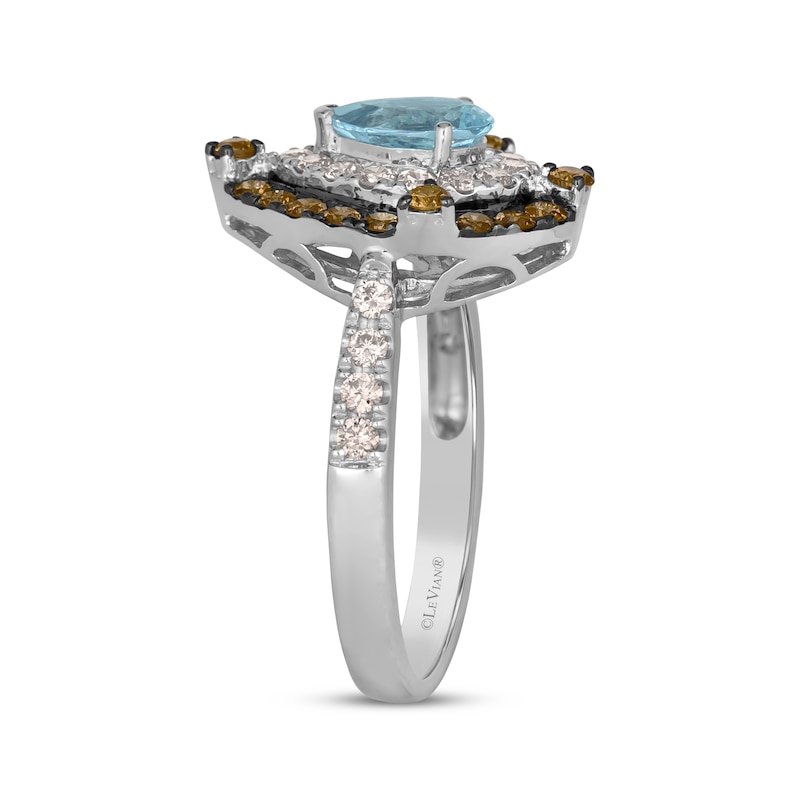 Main Image 2 of Le Vian Pear-Shaped Aquamarine Ring 7/8 ct tw Diamonds 14K Vanilla Gold