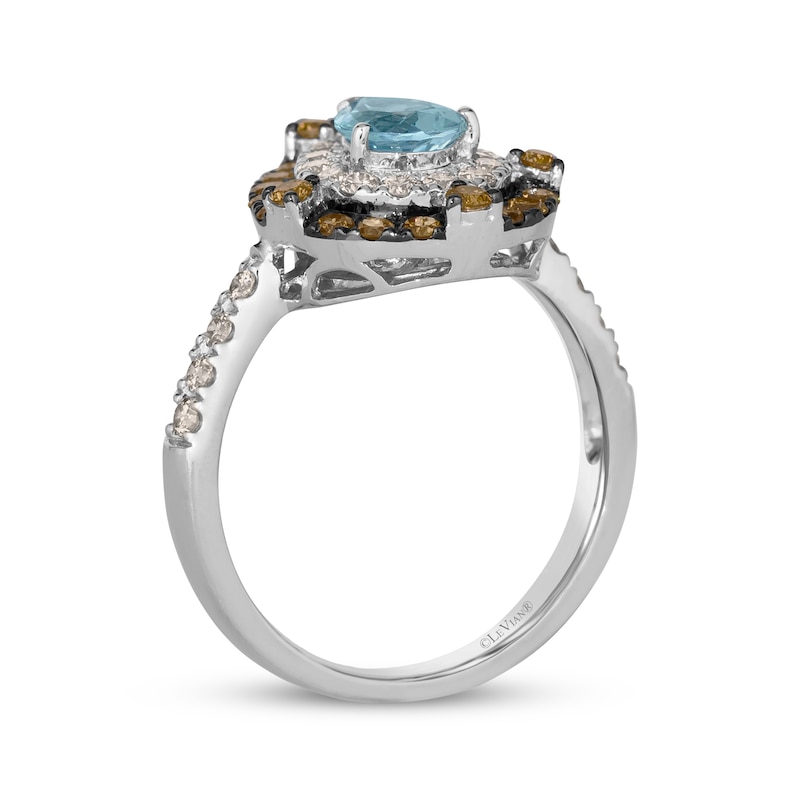 Main Image 3 of Le Vian Pear-Shaped Aquamarine Ring 7/8 ct tw Diamonds 14K Vanilla Gold