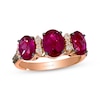 Thumbnail Image 1 of Le Vian Oval-Cut Garnet Three-Stone Ring 1/4 ct tw Diamonds 14K Strawberry Gold