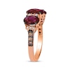 Thumbnail Image 2 of Le Vian Oval-Cut Garnet Three-Stone Ring 1/4 ct tw Diamonds 14K Strawberry Gold