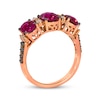 Thumbnail Image 3 of Le Vian Oval-Cut Garnet Three-Stone Ring 1/4 ct tw Diamonds 14K Strawberry Gold