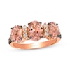 Thumbnail Image 0 of Le Vian Oval-Cut Morganite Three-Stone Ring 1/4 ct tw Diamonds 14K Strawberry Gold