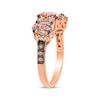 Thumbnail Image 1 of Le Vian Oval-Cut Morganite Three-Stone Ring 1/4 ct tw Diamonds 14K Strawberry Gold