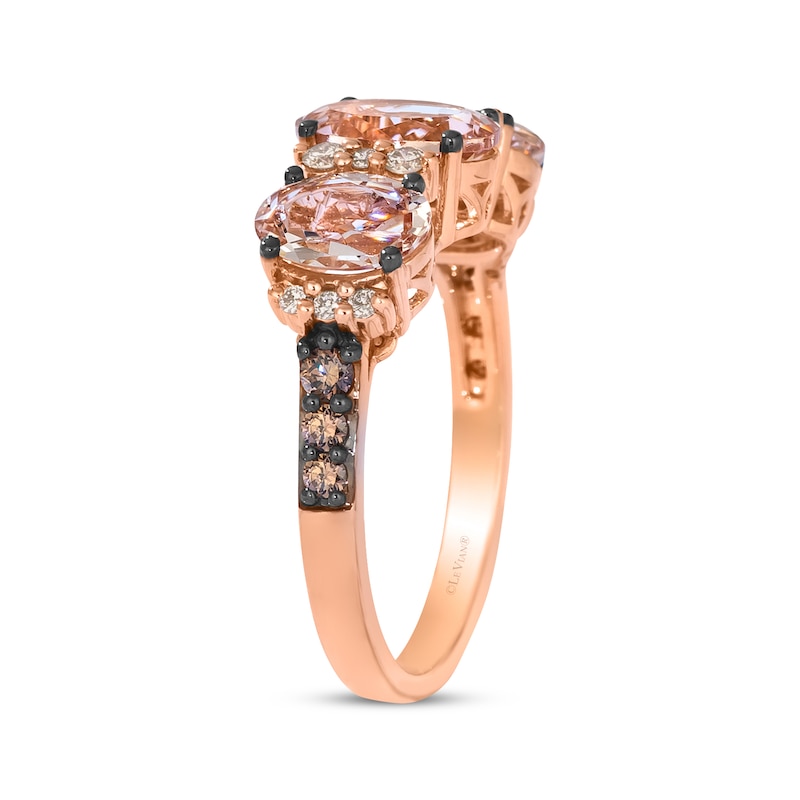 Le Vian Oval-Cut Morganite Three-Stone Ring 1/4 ct tw Diamonds 14K Strawberry Gold