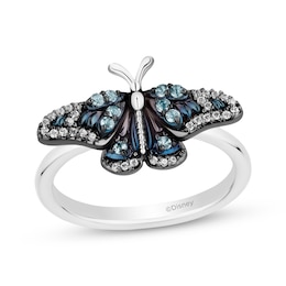 Disney Treasures Encanto London Blue Topaz & Diamond Butterfly Ring 1/15 ct tw Sterling Silver