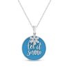 Thumbnail Image 1 of Swiss Blue Topaz &quot;Let It Snow&quot; Blue Enamel Disc Snowflake Necklace Sterling Silver 18&quot;