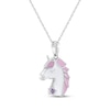 Thumbnail Image 2 of Amethyst, Pink & White Enamel Unicorn Necklace Sterling Silver 18&quot;