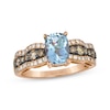 Thumbnail Image 1 of Le Vian Chocolate Waterfall Cushion-Cut Aquamarine Ring 5/8 ct tw Diamonds 14K Strawberry Gold