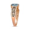 Thumbnail Image 2 of Le Vian Chocolate Waterfall Cushion-Cut Aquamarine Ring 5/8 ct tw Diamonds 14K Strawberry Gold